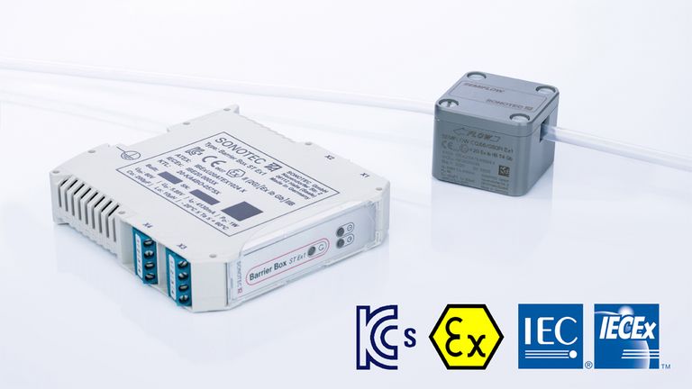 Non-contact ultrasonic clamp-on flow sensor SEMIFLOW CO.66 PI Ex1 Non-contact ultrasonic clamp-on flow sensor SEMIFLOW CO.66 PI Ex1